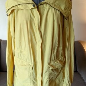 Eileen Fisher Anorak Jacket Rain Coat Full Zip High Collar Yellow Women's Small
